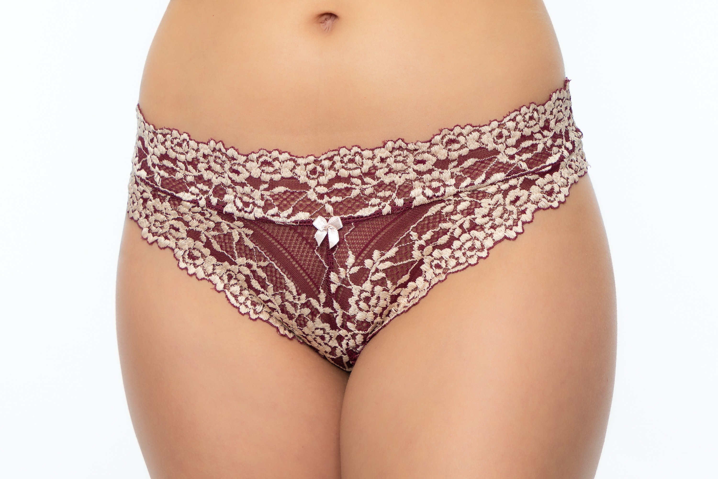 Calcinha Biqu Ni Renda Bicolor Vinho Jescri Lingerie De