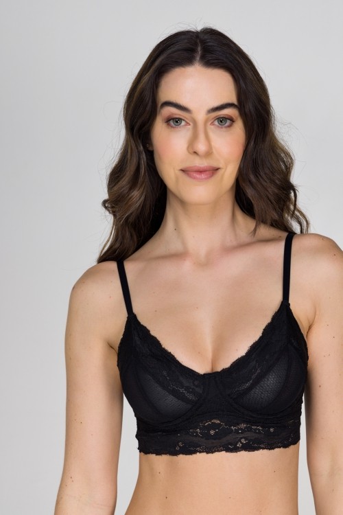 Suti Aro Meio Bojo Em Renda Ant Nia Preto Jescri Lingerie De