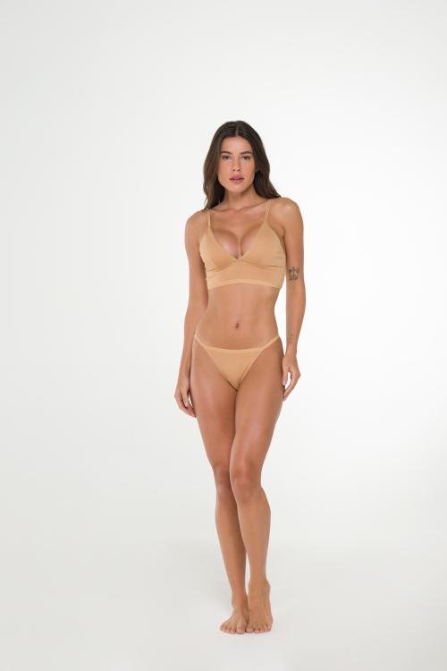 Sutiã Top Triangulo sem aro em Viscose Sol Bege Jescri Lingerie de
