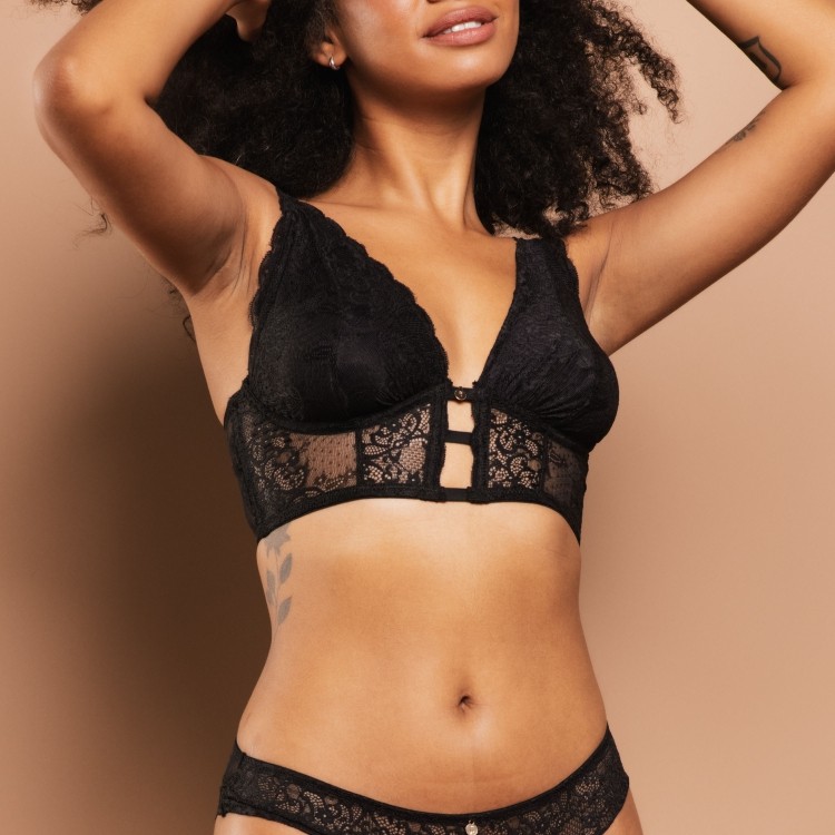 Suti Top Alongado Ayla Preto Jescri Lingerie De Qualidade E
