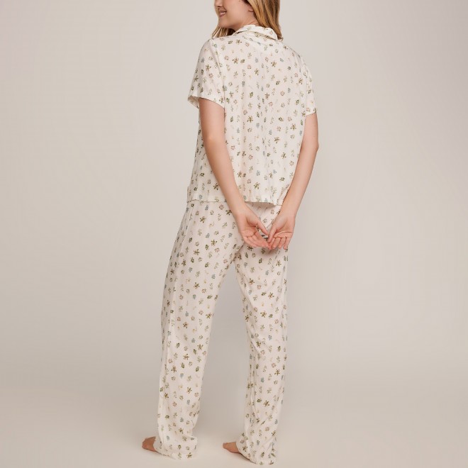 Pijama Feminino  com Botões e Calça  Florescer