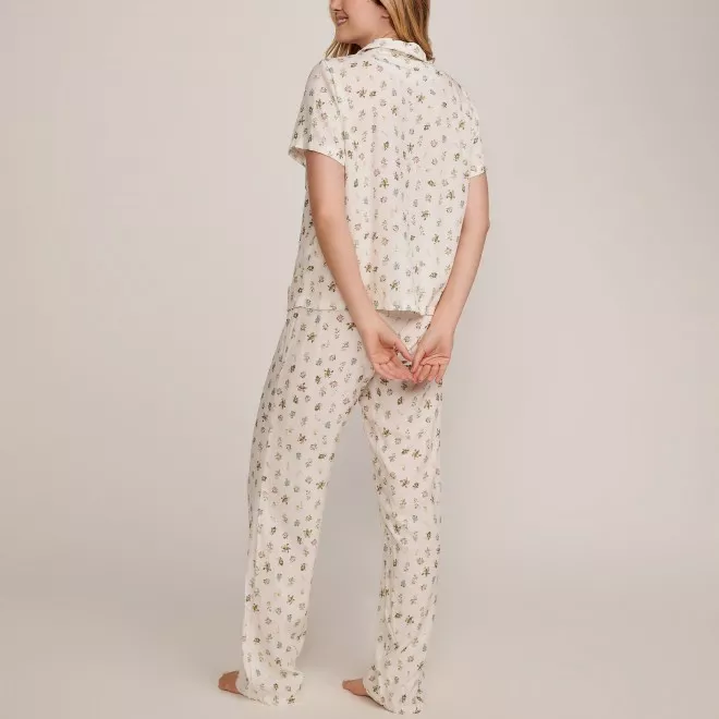 Pijama Feminino  com Botões e Calça  Florescer