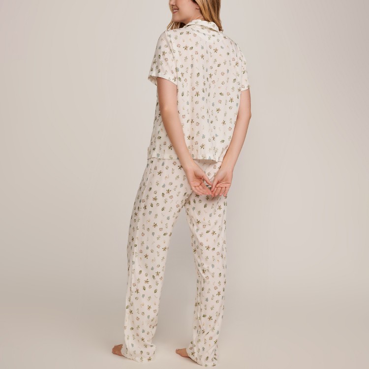 Pijama Feminino  com Botões e Calça  Florescer