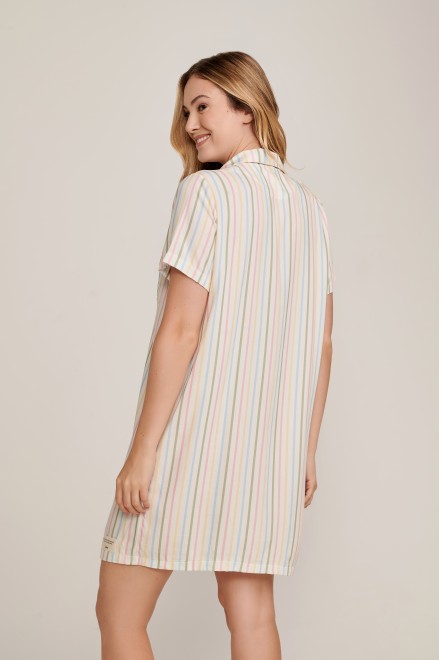 Camisola curta Com  botões estilo americana  Listras Alegria