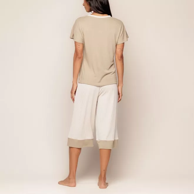 Pijama Curto Calça Pantacourt Em Viscose Versace
