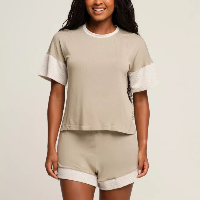 Pijama Curto Feminino Em Viscose Versace