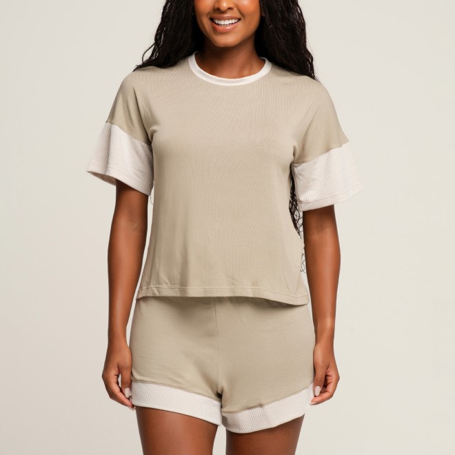 Pijama Curto Feminino Em Viscose Versace