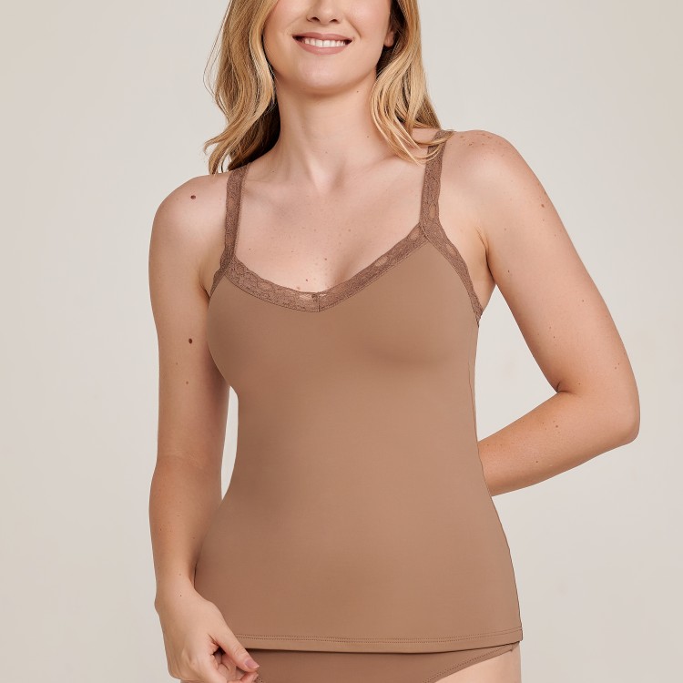 Camisete Em Microfibra Dora  Castanho