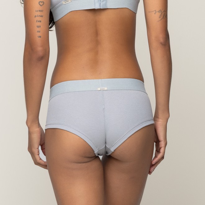 Calcinha BoyShort em Ribana de Algodão Zoe Cinza