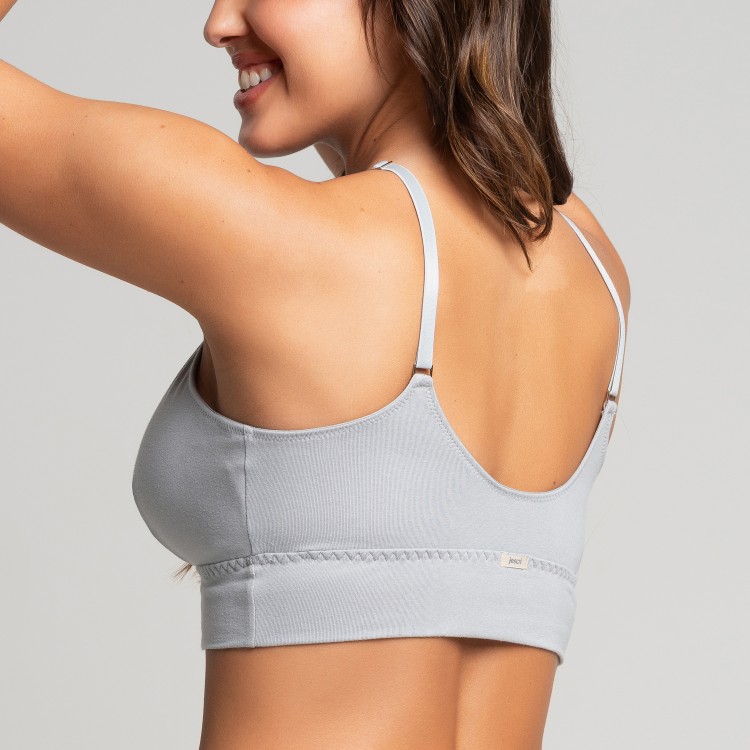Top Cropped Confort Cotton Algodão Sem Aro e Sem Bojo Cinza
