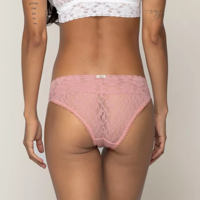 Calcinha Caleçon em Laise e Renda Ladies Rosa Seco