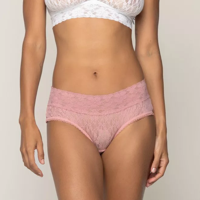 Calcinha Caleçon em Laise e Renda Ladies Rosa Seco