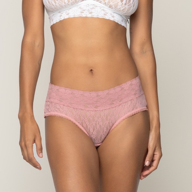 Calcinha Caleçon em Laise e Renda Ladies Rosa Seco