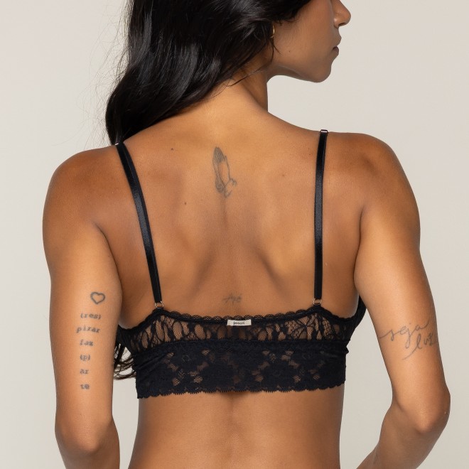 Top em Renda Sem bojo Ladies Preto