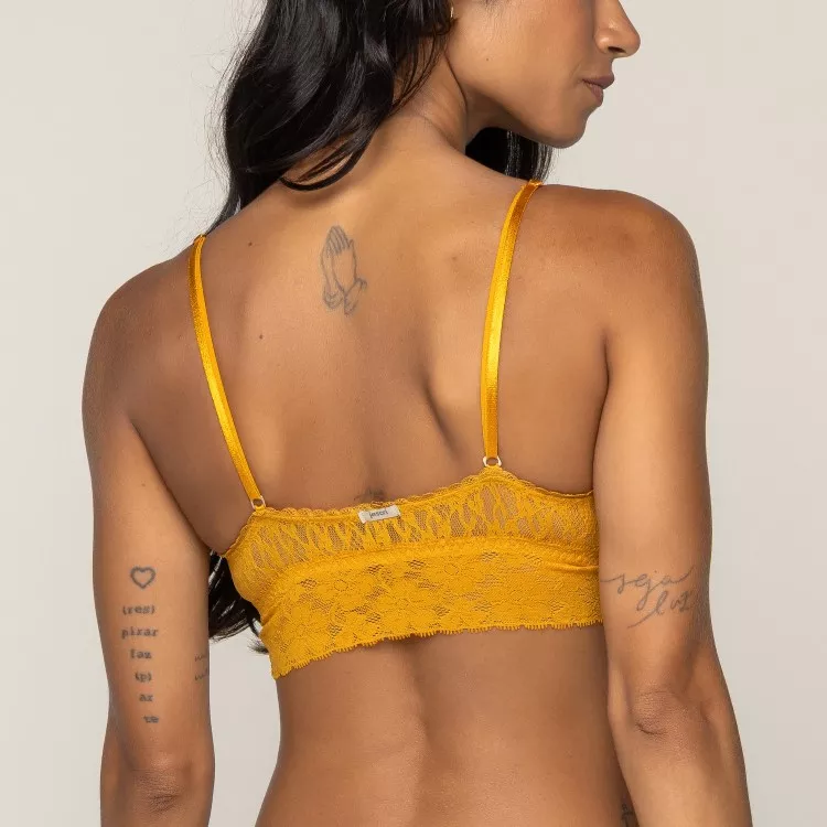 Top em Renda Sem bojo Ladies Amarelo