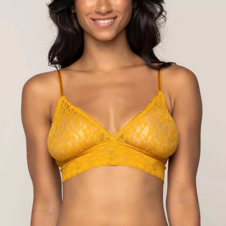 Top em Renda Sem bojo Ladies Amarelo