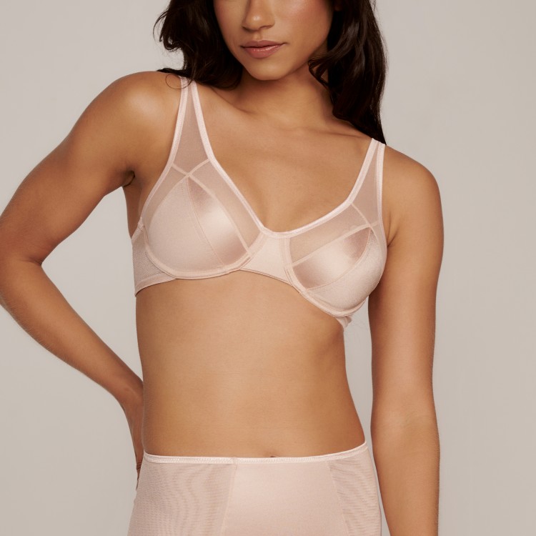 Sutiã Sem Bojo Push-Up Microfibra e Tule Mariah Nude