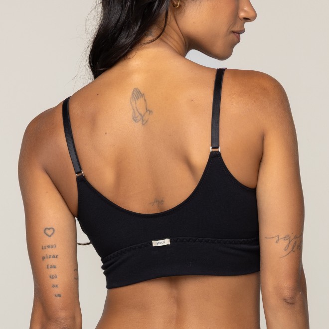 Top Cropped Confort Cotton Algodão SUSTENTÁVEL Sem Aro e Sem Bojo Preto