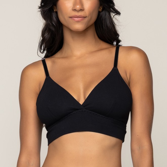Top Cropped Confort Cotton Algodão SUSTENTÁVEL Sem Aro e Sem Bojo Preto