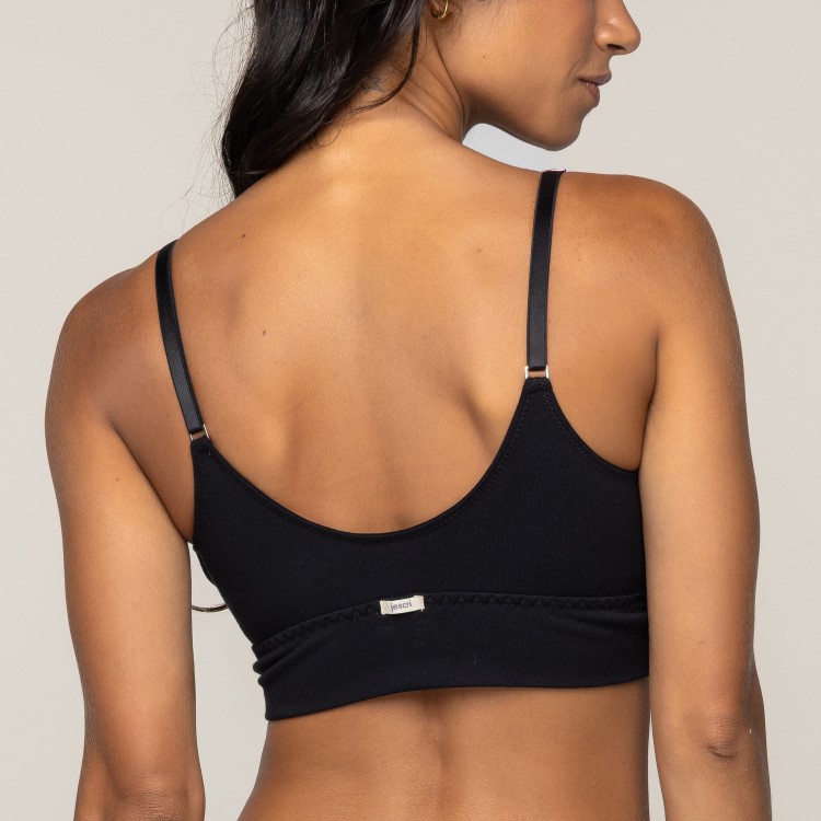 Top Cropped Confort Cotton Algodão SUSTENTÁVEL Sem Aro e Sem Bojo Preto