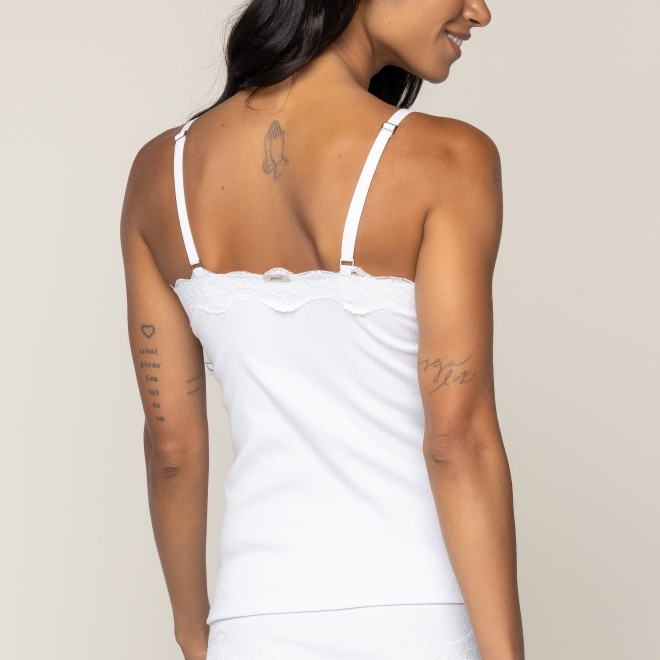 Camisete Confort em Ribana Canelada algodão Sustentável Branco