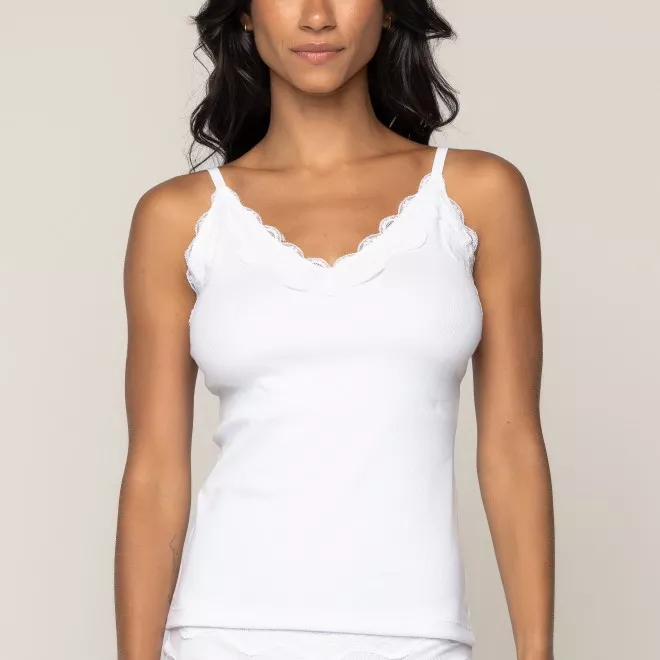 Camisete Confort em Ribana Canelada algodão Sustentável Branco