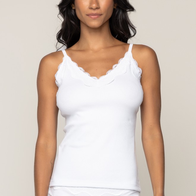 Camisete Confort em Ribana Canelada algodão Sustentável Branco