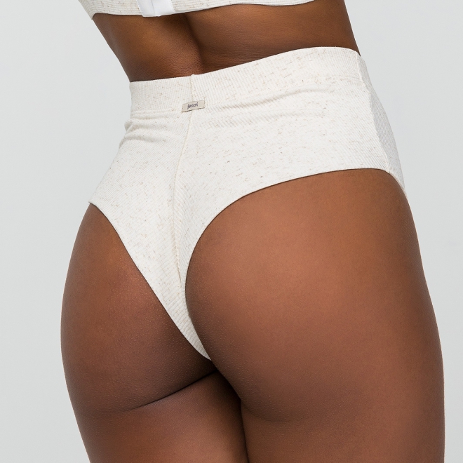 Calcinha Hot Pant Canelado Fio Duplo Milka Off White