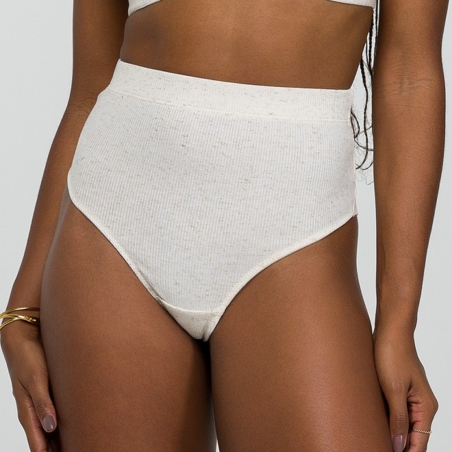 Calcinha Hot Pant Canelado Fio Duplo Milka Off White
