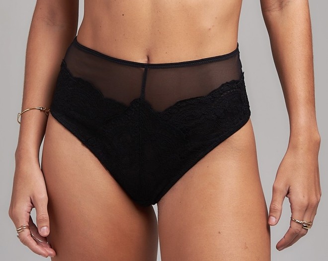 Calcinha Hot Pant Renda e Tule Esmeralda Preto