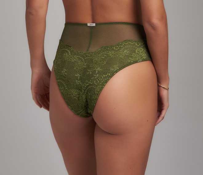 Calcinha Hot Pant Renda e Tule Esmeralda Verde