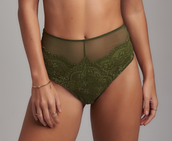 Calcinha Hot Pant Renda e Tule Esmeralda Verde