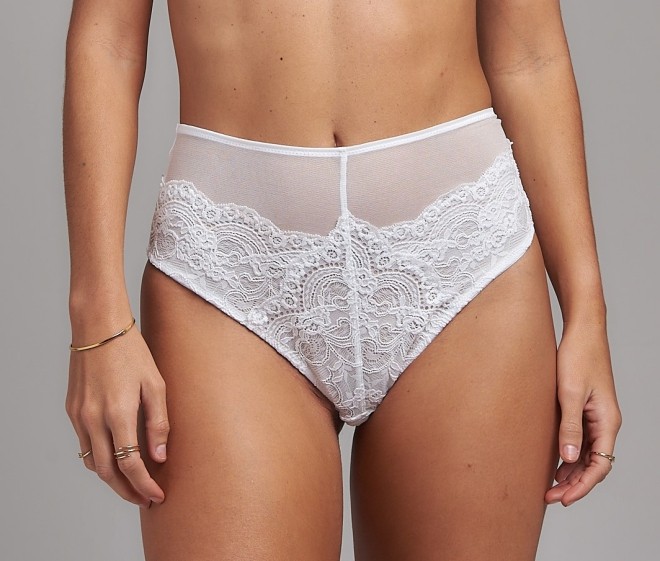 Calcinha Hot Pant Renda e Tule Esmeralda Branco