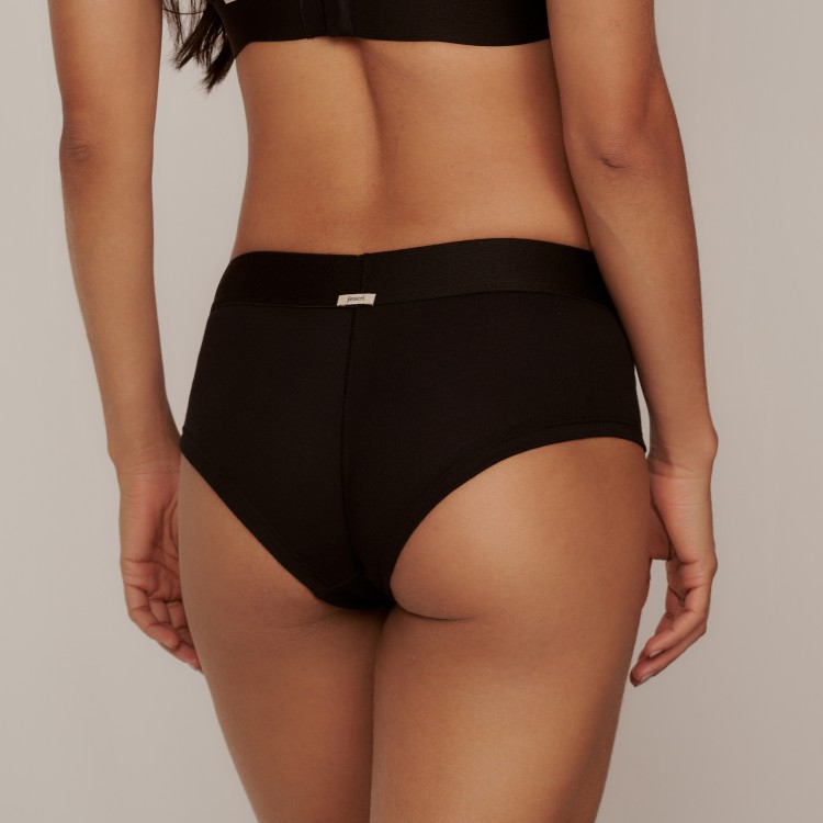 Calcinha Boy Short em Ribana de Algodão Zoe Preto