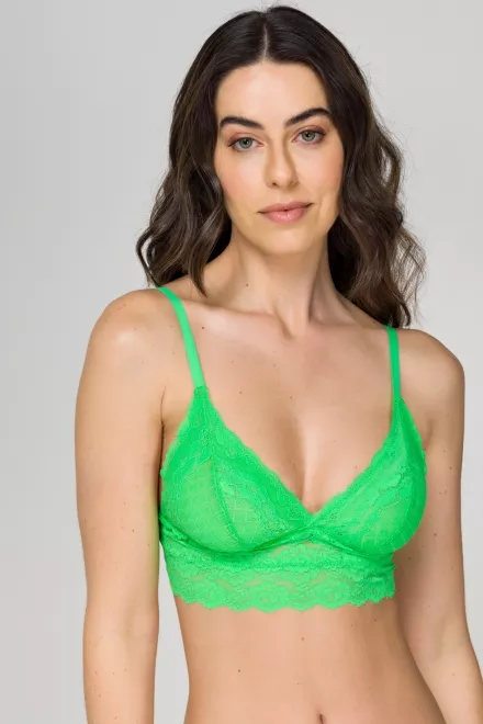 Top Triangulo  em renda sem bojo Maitê  Verde