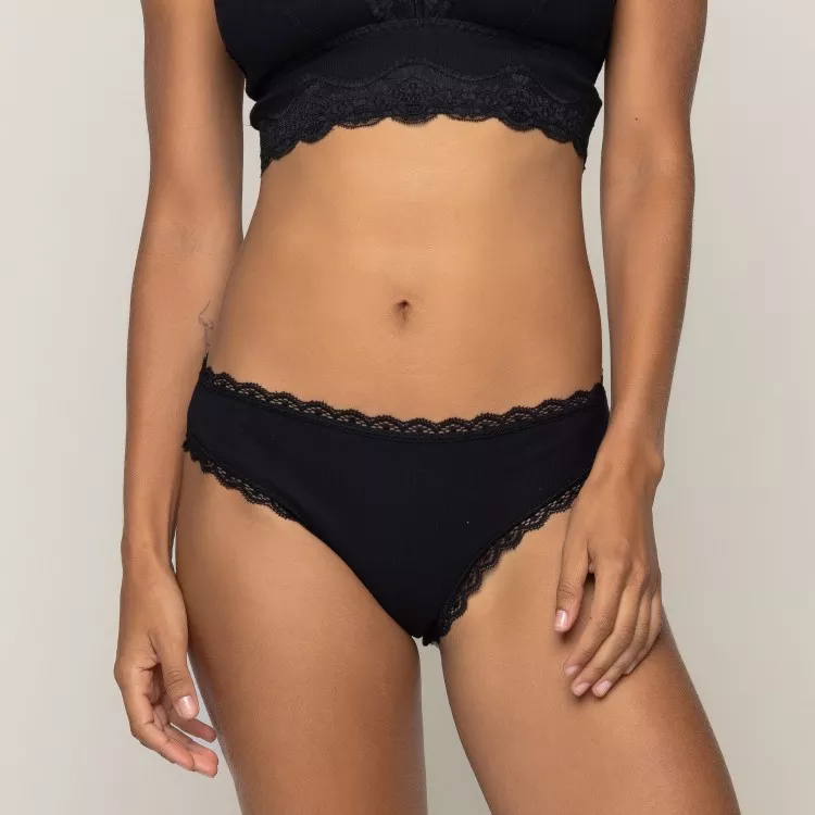 Calcinha Biquíni Sweet Confort cotton Ribana Canelado  Preto