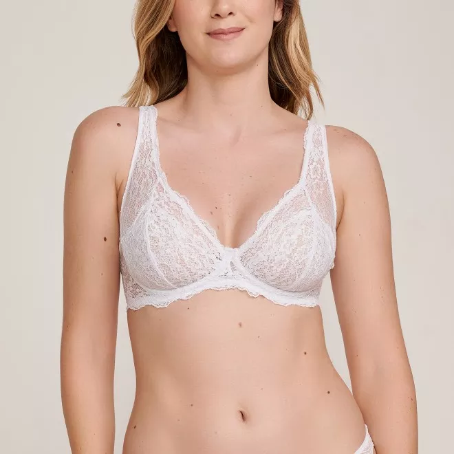 Sutiã Sem Bojo Push-Up em Renda New Branco