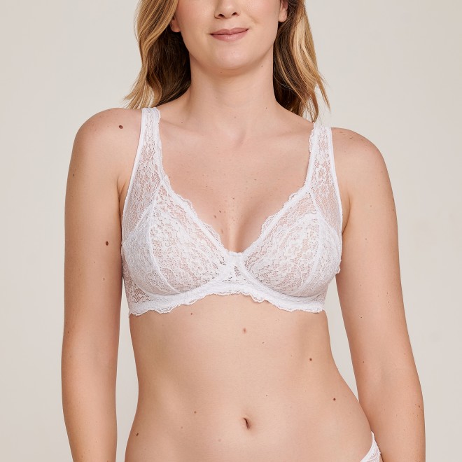 Sutiã Sem Bojo Push-Up em Renda New Branco