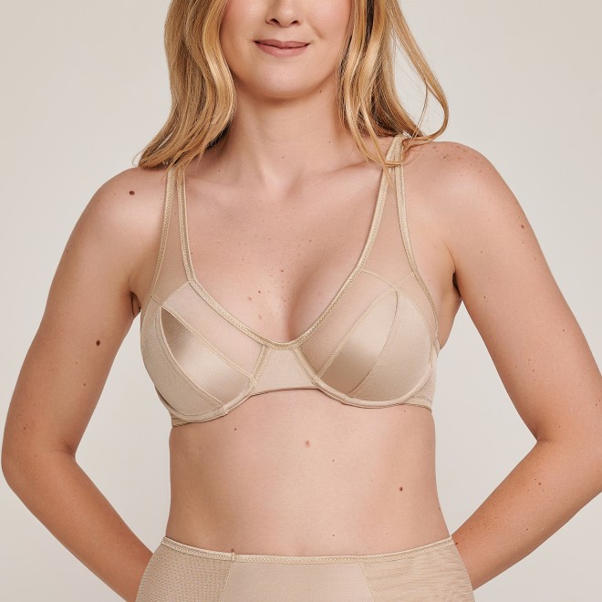 Sutiã Sem Bojo Push-Up Microfibra e Tule Mariah