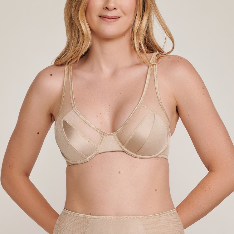 Sutiã Sem Bojo Push-Up Microfibra e Tule Mariah Jabha