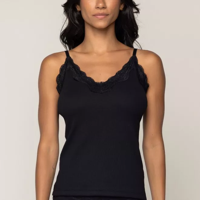 Camisete Confort em Ribana Canelada algodão Sustentável Preto