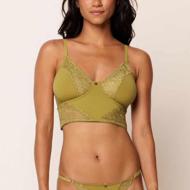 Sutiã Corselet Sem Bojo Com Aro Em Micro Livia -Verde