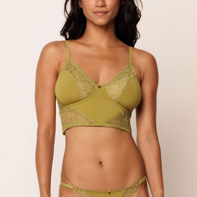 Sutiã Corselet Sem Bojo Com Aro Em Micro Livia -Verde