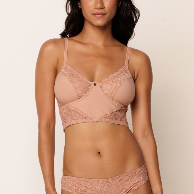 Sutiã Corselet Sem Bojo Com Aro Em Micro Livia -Bege