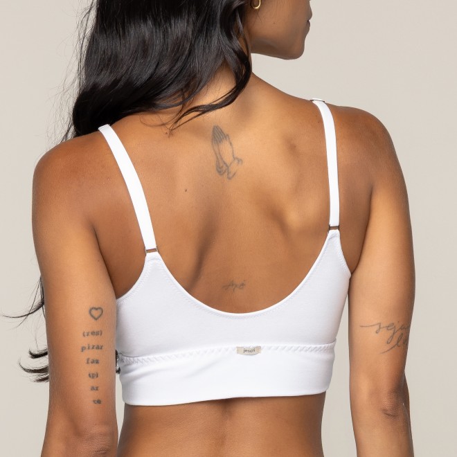 Top Cropped Confort Cotton Algodão SUSTENTÁVEL Sem Aro e Sem Bojo Branco