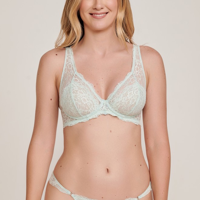 Sutiã Sem Bojo Push-Up em Renda New Verde