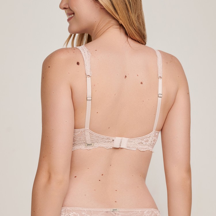 Sutiã Sem Bojo Push-Up em Renda New Nude