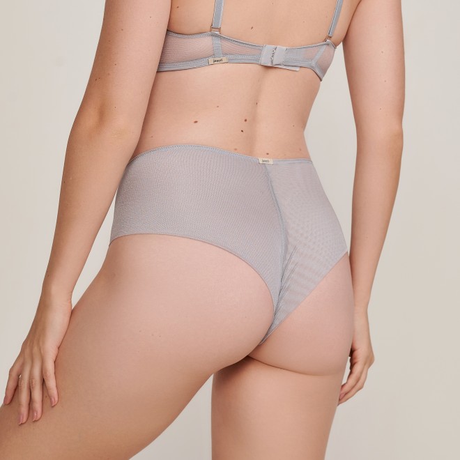 Calcinha   Alta em tule de brilho Star  Cinza