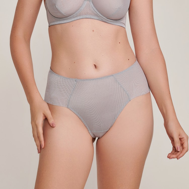 Calcinha   Alta em tule de brilho Star  Cinza